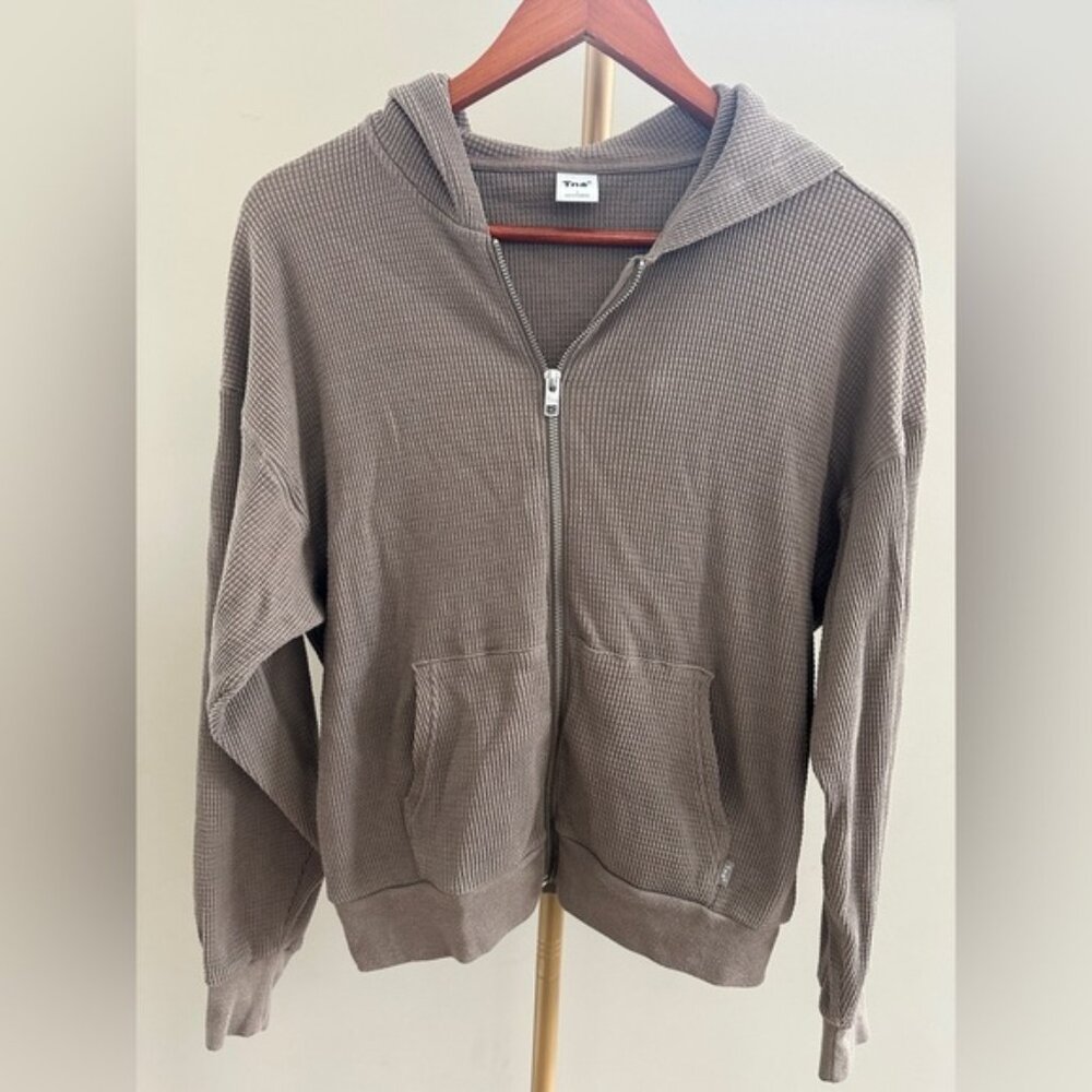 TNA Aritzia Waffle Knit Zip Hoodie Brown Size 1